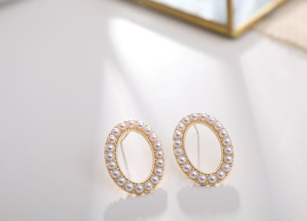 Vintage Pearl Oval Stud Earrings