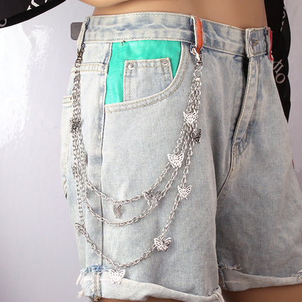 Punk Rock Layered Chain Belts Metal Keychains
