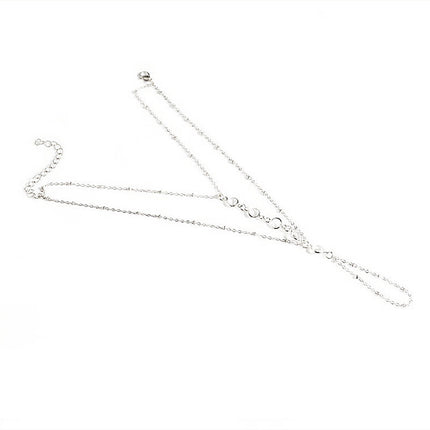 Crystal Charm Toe Multilayer Tassel Ankle Chain