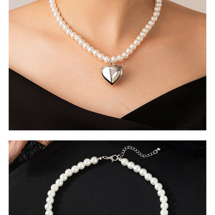 Heart Pearl Beads Chain Choker Necklaces - FASHION SHEGOODS LLC