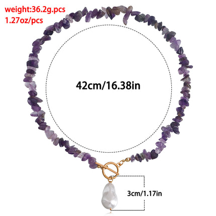 Natural Gravel Gemstone OT Buckle Necklace