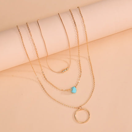 Gold Long Bohemian Pendant Necklace Turquoise Layered Necklace - FASHION SHEGOODS LLC