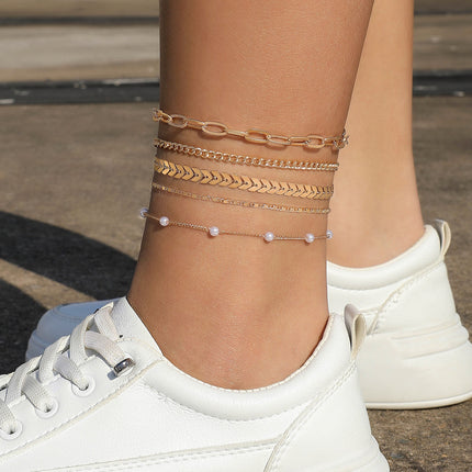 Summer Beach Wheat Snake Chain Anklets Jewelry