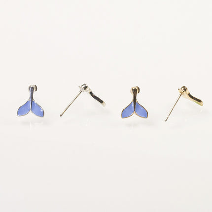 Blue Whale Tail Bear Stud Ear Set