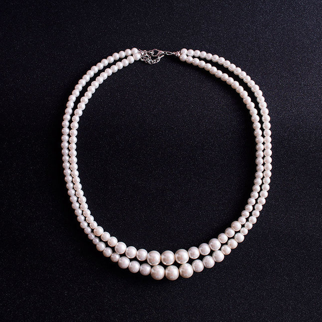Multi-Layer Pearl Statement Bridal Choker Necklace - FASHION SHEGOODS LLC