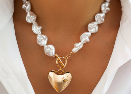 Baroque Imitated Pearl Peach Heart Pendant Necklaces/Bracelets