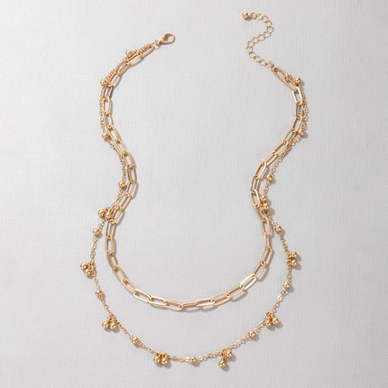 Layer Chain Bead Pendant Necklace