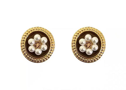 Flower Pearl Design Earrings Round Pearl Earrings