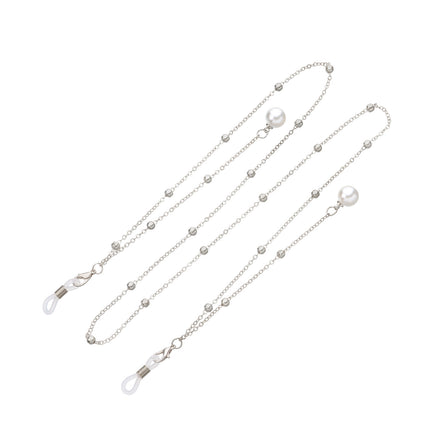 Pearl Tassel Long Glasses Metal Round Bead Chain Face