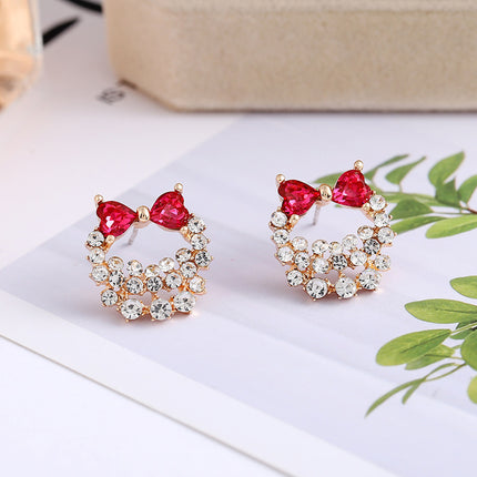 Colorful Rhinestone Bow Earrings