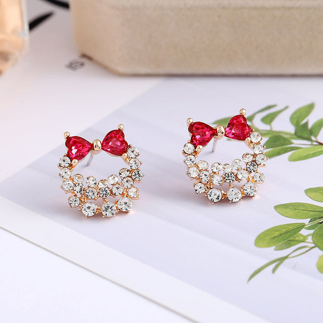 Colorful Rhinestone Bow Earrings