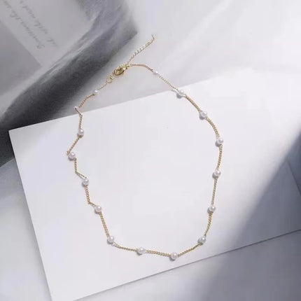 Pearl Beads Chain Choker Necklace - FASHION SHEGOODS LLC