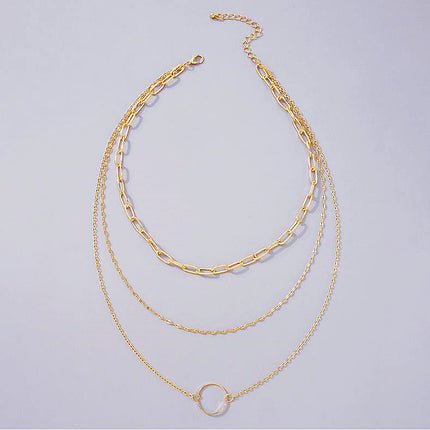 Multi Layers Metallic Chain Hollow Heart Pendant Necklace