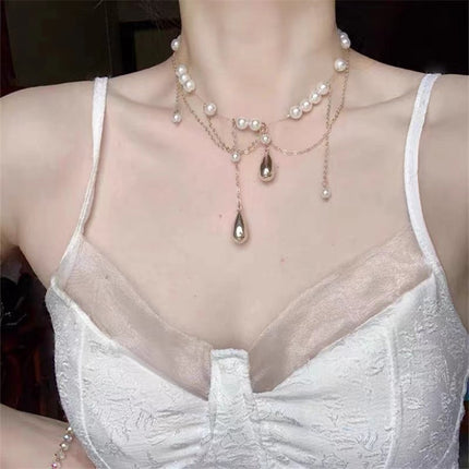 Pearl Fringe Double-Layer Necklace for Women
