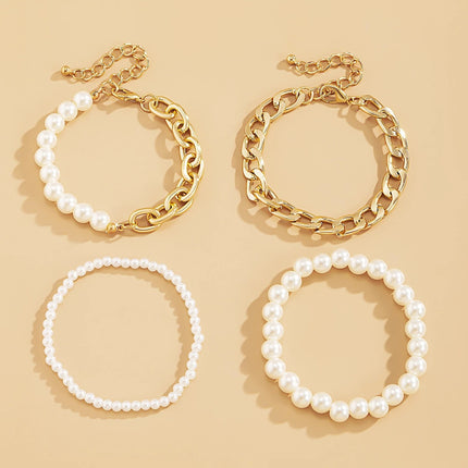 Cuban Link Chain Pearl Bracelet