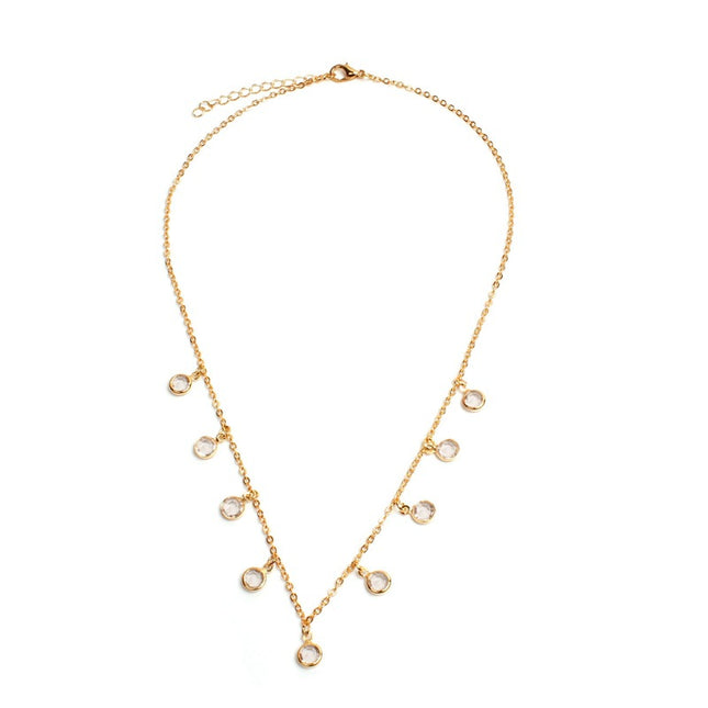 Round Rhinestone Pendant Necklace