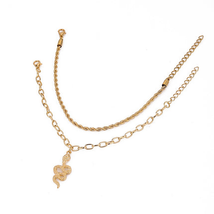 Bohemian Layered Snake Anklet Summer Beach Anklets Jewelry