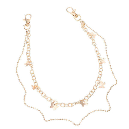 Multilayer butterfly Punk Metal Pants Waist Chain
