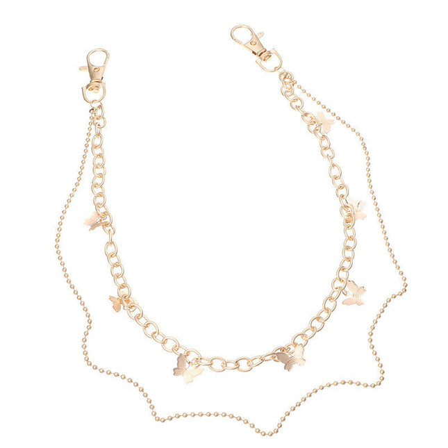 Multilayer butterfly Punk Metal Pants Waist Chain