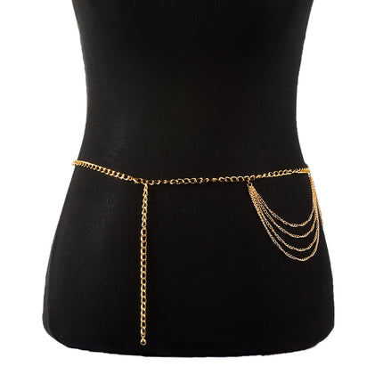 Sexy Beach Bikini Thin Belly Chain Simple Geometric Exaggerated Fringe Waist Chain Jewelry