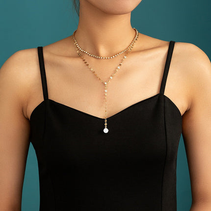 Layered Disc Long Necklace