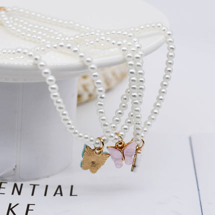 Opal Necklace butterfly Pendant Fashion Pearl Necklace - FASHION SHEGOODS LLC