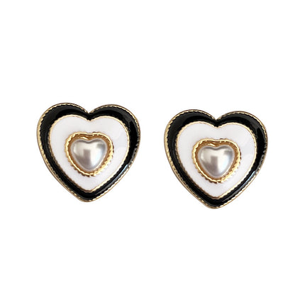 Heart White Enamel Pearl Earring - FASHION SHEGOODS LLC