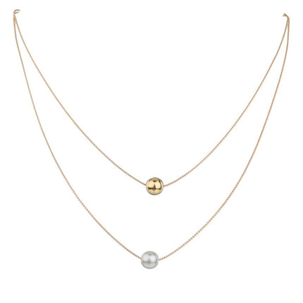 Multi Layer Chain Pearl Pendant Necklace - FASHION SHEGOODS LLC