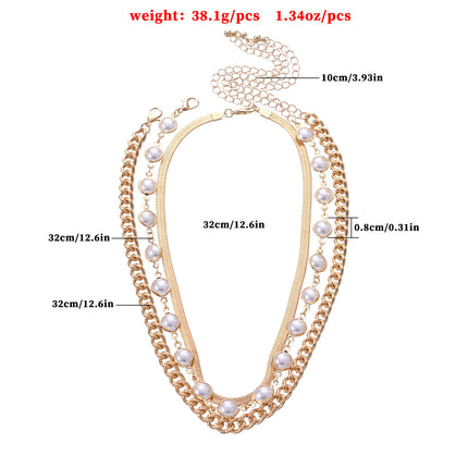 Layered Pearl Beads Choker Necklace for Women