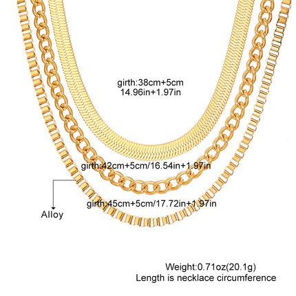 Three Link Chains Jewelry Necklace Snake Chain