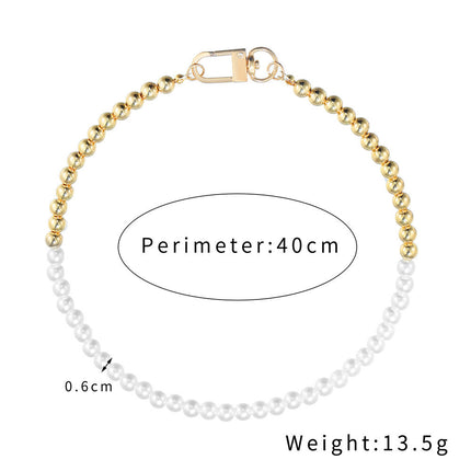 Round Pearl Two Color Beaded Necklace