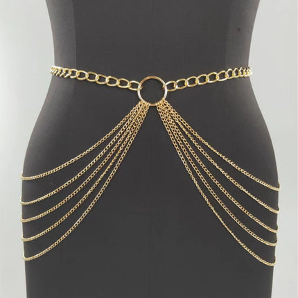 Sexy Beach Bikini Thin Belly Chain Simple Geometric Exaggerated Fringe Waist Chain