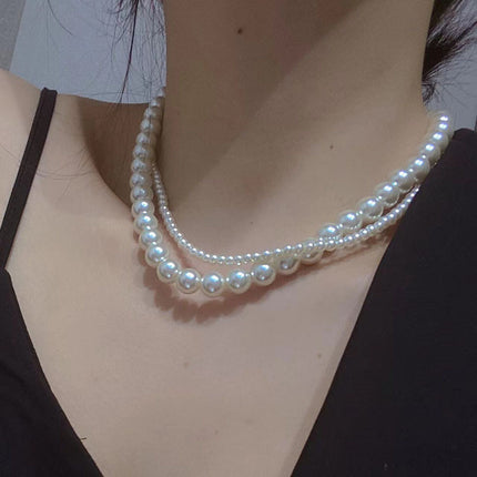 Multi-Strand Bridal Choker White Pearl Necklace - FASHION SHEGOODS LLC