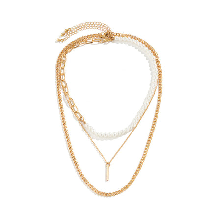Fashion Multi-layered Chains Pearl Beads Necklaces