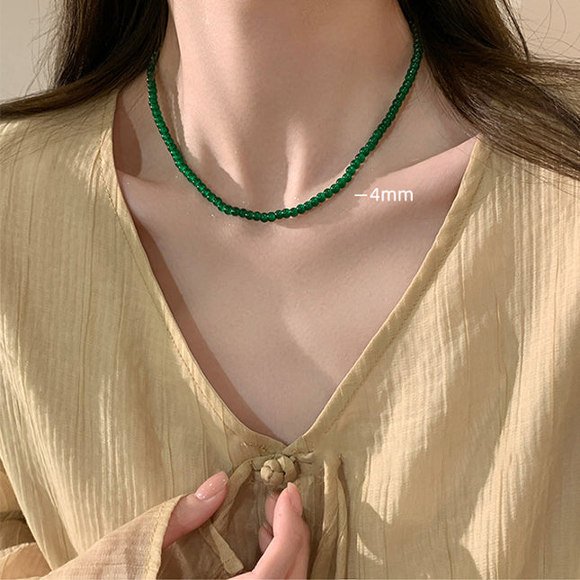 Green Glass Beads Necklace