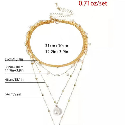 Women Multi-Layer Bead Pearl Choker Necklace