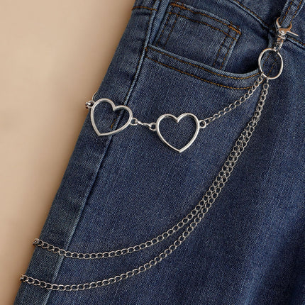Hollow Heart Pendant Pocket Punk Chain Waist Chains