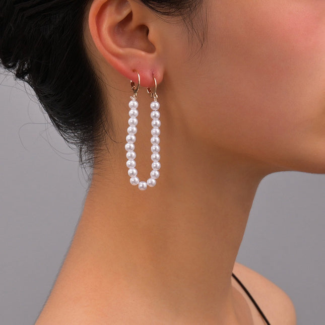 Vintage Large Round Bead Hoop Earrings