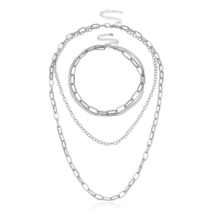 Multiple Paperclip Chain Layer Necklace Set