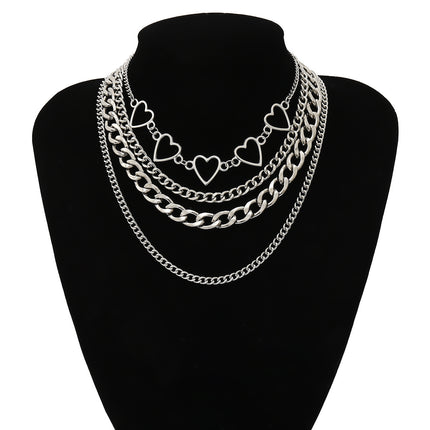 Layer Chain Heart Shaped Necklace for Women - FASHION SHEGOODS LLC