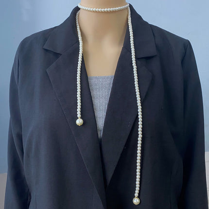Long Multi-layer Pearl Sweater Chain Necklace - FASHION SHEGOODS LLC