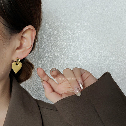 Colorful Gold Stud Heart Elegant Love Enamel Earring