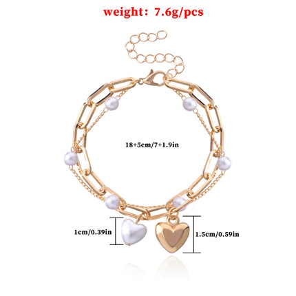 Mini Summer Pearl Bracelets Heart Charm