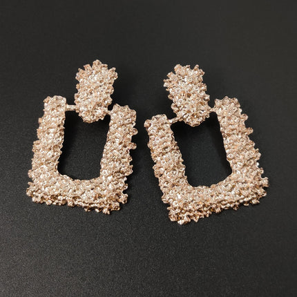 Hollow Large Square Stud Statement Earrings - FASHION SHEGOODS LLC