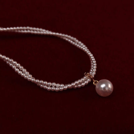 Layered Beaded Teardrop Tiny Pearl Necklace Charms - FASHION SHEGOODS LLC