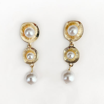 Vintage Pearl Water Drop Stud Earrings