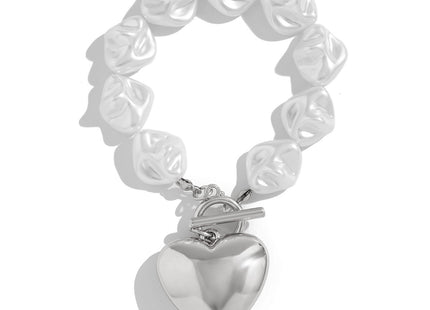 Baroque Imitated Pearl Peach Heart Pendant Necklaces/Bracelets