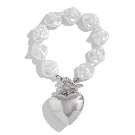 Baroque Imitated Pearl Peach Heart Pendant Necklaces/Bracelets