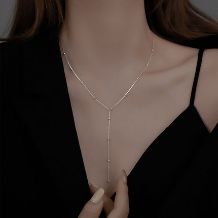 Tassel Y Long Bead Chain Necklace