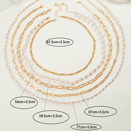 Layer Pearl Necklace Long Chain Necklace - FASHION SHEGOODS LLC